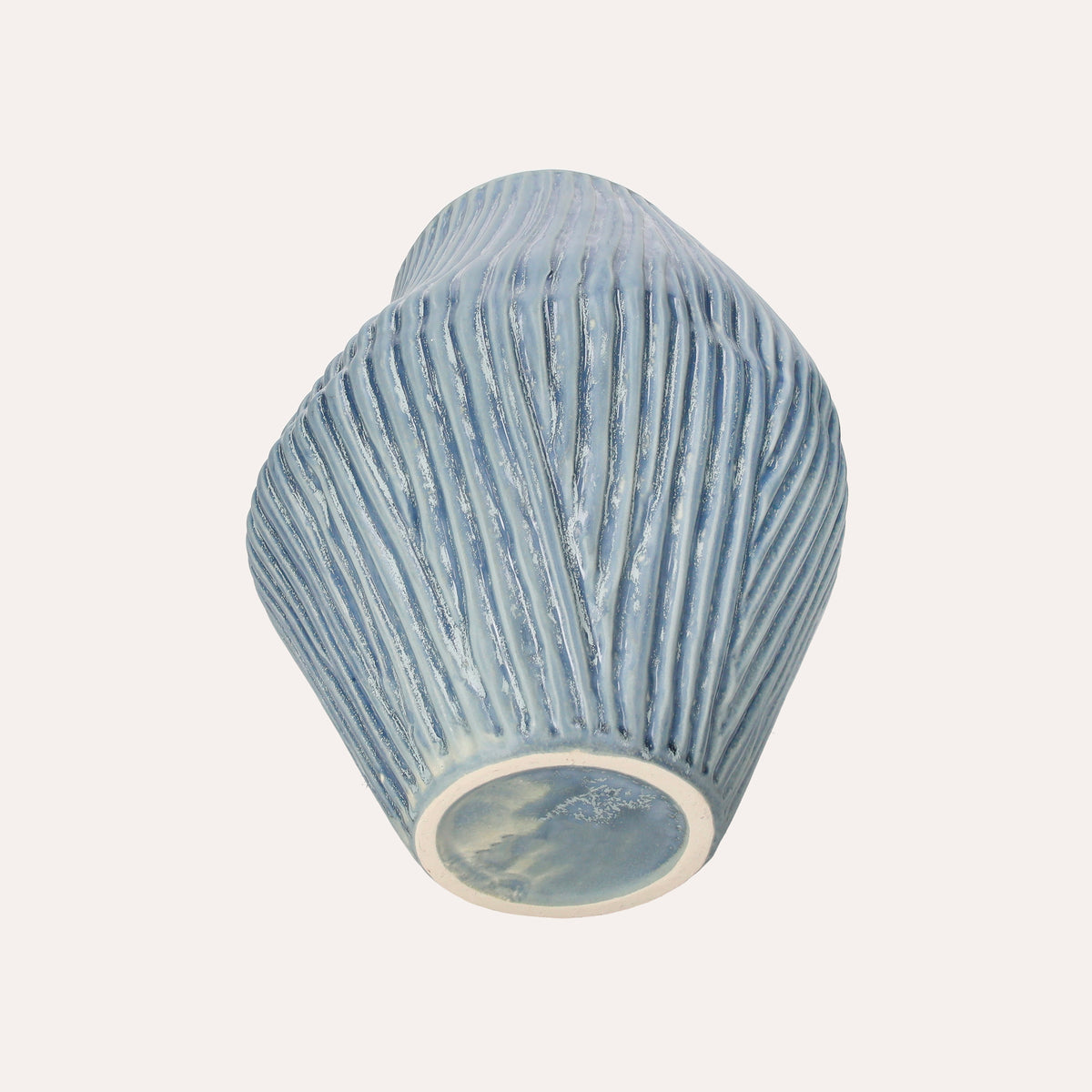 Vaso Coste in Ceramica Azzurra, Elegante e Minimal