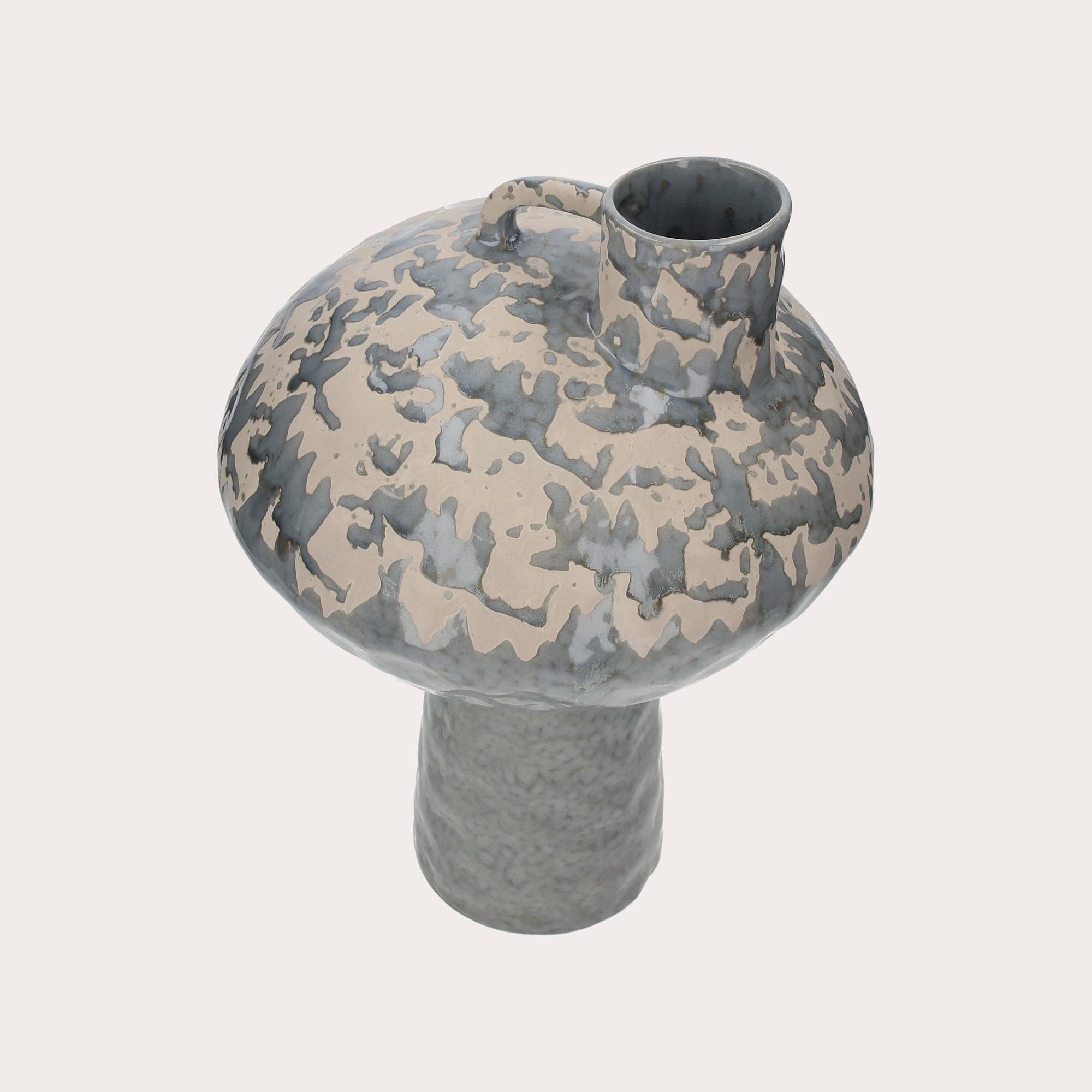 Vaso Brocca Minimalista in Ceramica Grigio/Azzurro