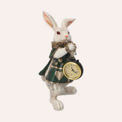 White rabbit with resin clock