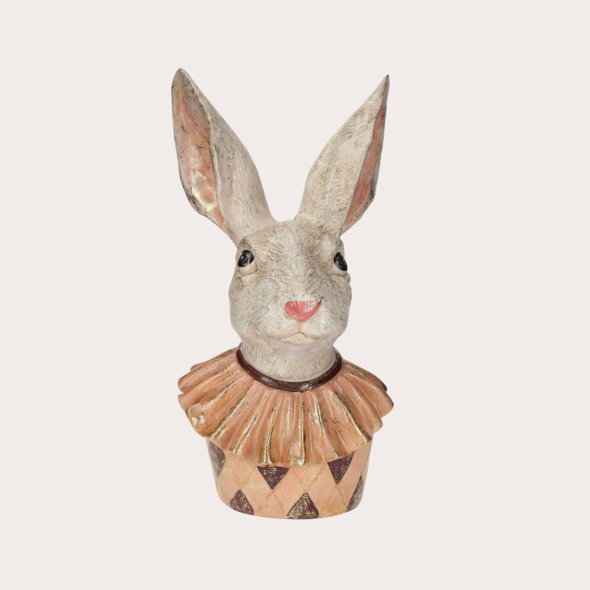 Decorative Pink and White Resin Rabbit for Interiors