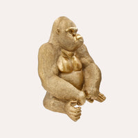 Statua Decorativa Gorilla Dorato in Resina –  45x40x58 cm