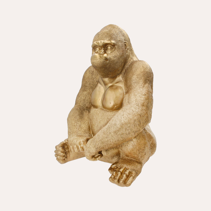 Statua Decorativa Gorilla Dorato in Resina –  45x40x58 cm