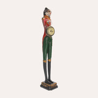 Statuina Gatto In Resina Con Orologio, Decorazione Elegante Per Interni