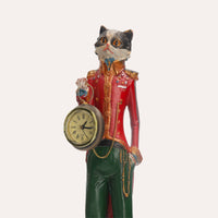 Statuina Gatto In Resina Con Orologio, Decorazione Elegante Per Interni