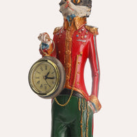 Statuina Gatto In Resina Con Orologio, Decorazione Elegante Per Interni