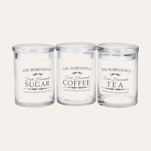 Tris di Barattoli in Vetro per Zucchero, Caffè e Tè
