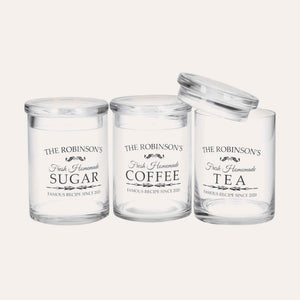 Tris di Barattoli in Vetro per Zucchero, Caffè e Tè