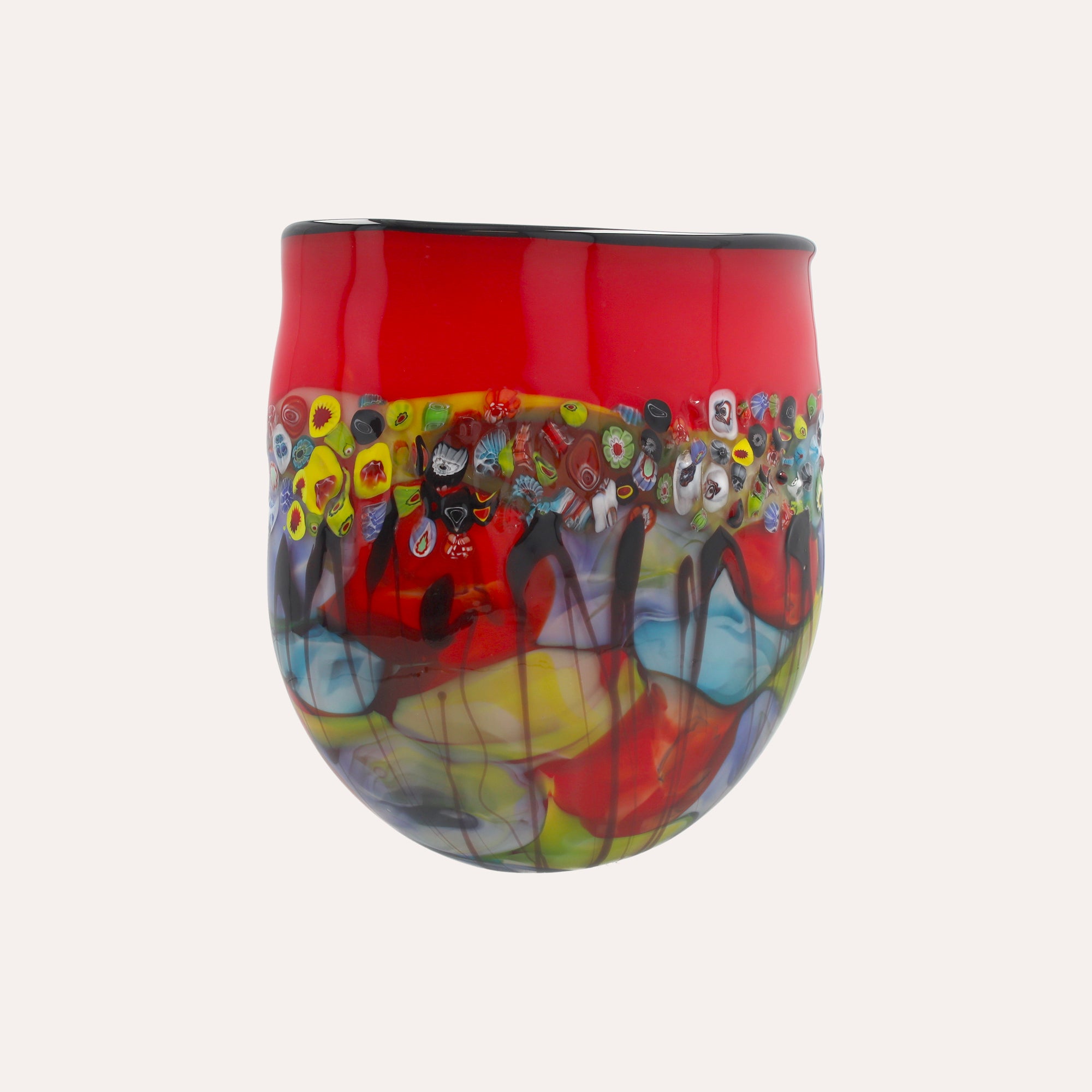 Vaso ovale decorativo in Vetro (34x30) Rosso