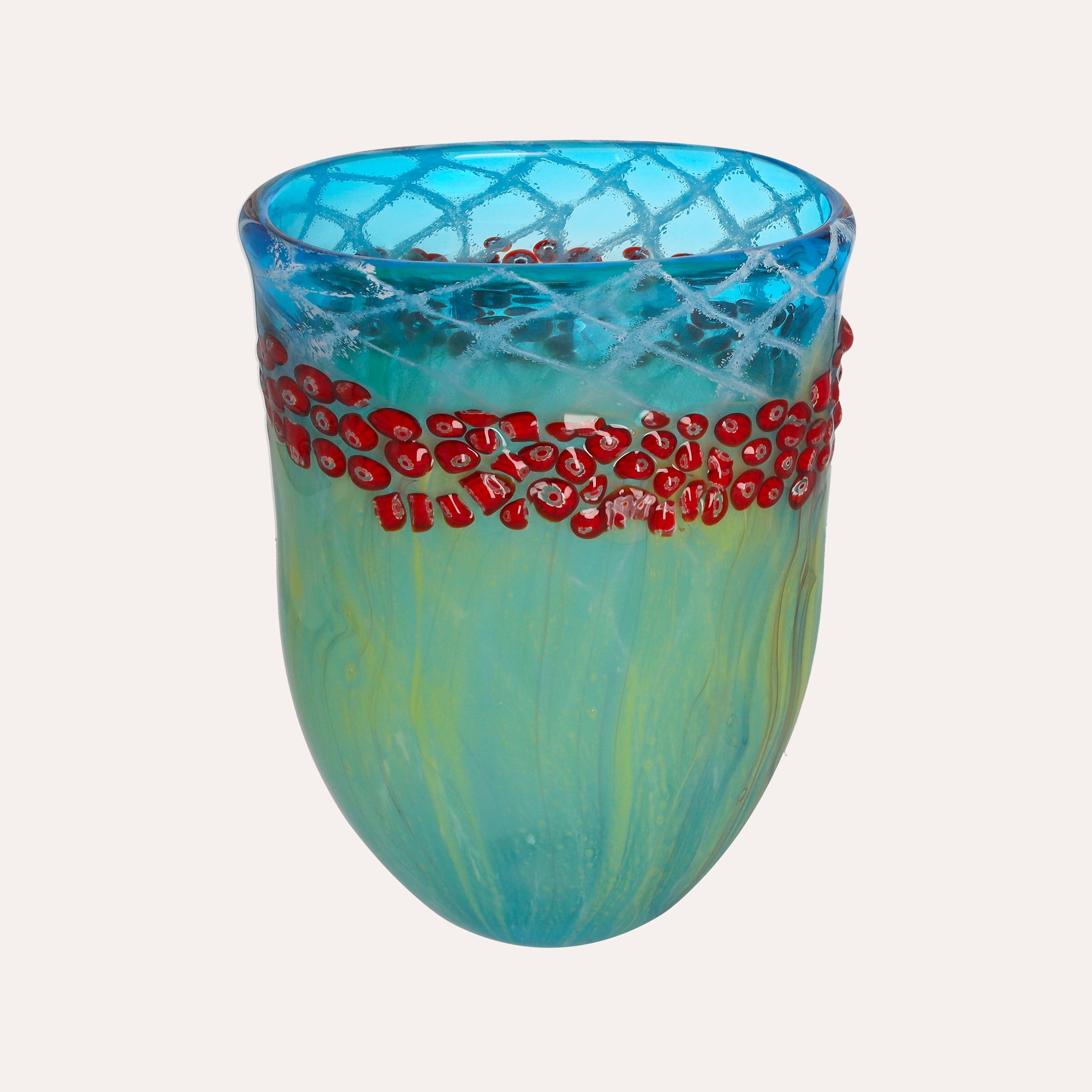 Vaso ovale decorativo in Vetro (34x20) Azzurro