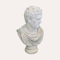 Busto Romano decorazione di arredo in Resina Bianca con Finiture Anticate ,Altezza 66 cm