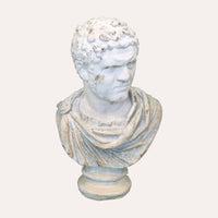 Busto Romano decorazione di arredo in Resina Bianca con Finiture Anticate ,Altezza 66 cm