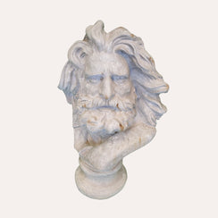 Poseidon-Büste aus weißem Harz, H. 59 cm