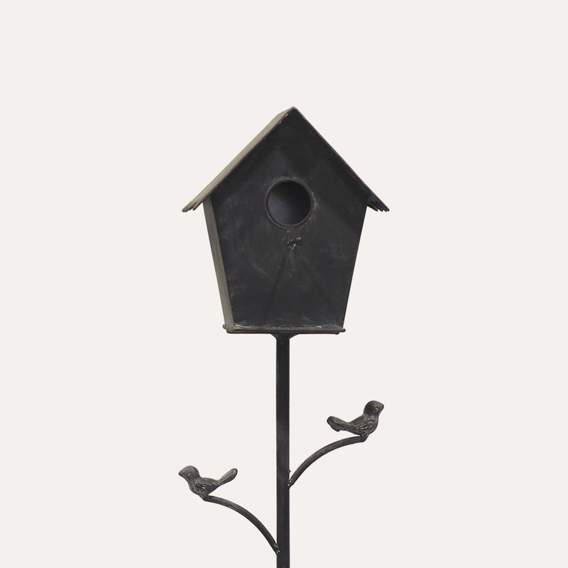 Piantone in Ferro con Casetta per Uccellini e Vaso – Idea Regalo Originale per Giardini