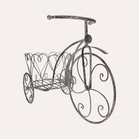 Triciclo Portapiante In Ferro Grigio Anticato, Elegante E Funzionale Per Giardini