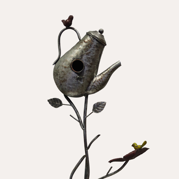 Piantone da Giardino in Metallo – Foglie e Uccellini Decorativi