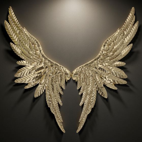 Ali decorative in metallo dorato