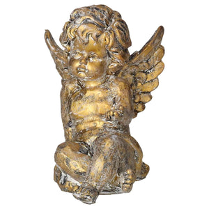 Angelo Decorativo Seduto in Resina Tinta Oro