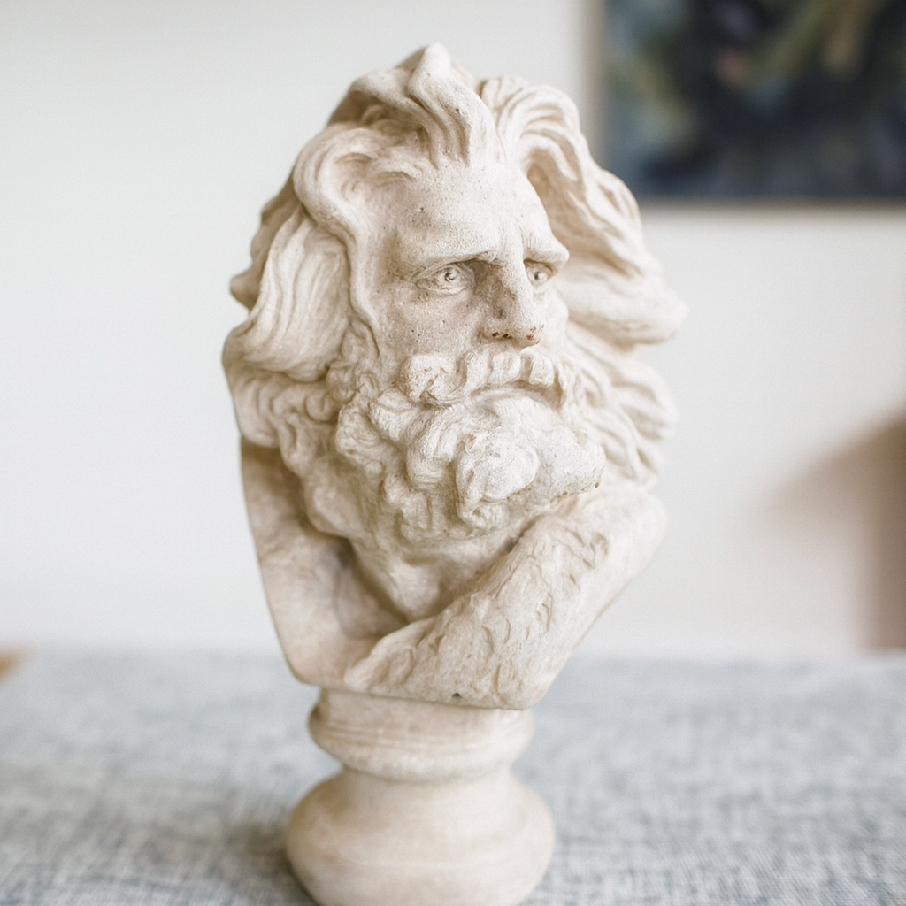 Busto di Poseidone da Appoggio – Dettagli Anticati e Design Unico