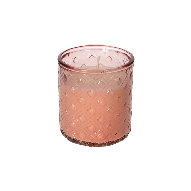 Candela In Vetro Riciclato Rosa Trasparente, Cera Di Soia Naturale, Fragranza Berries