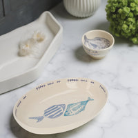 Vasca Ovale in Ceramica con Decorazioni marine di pesci