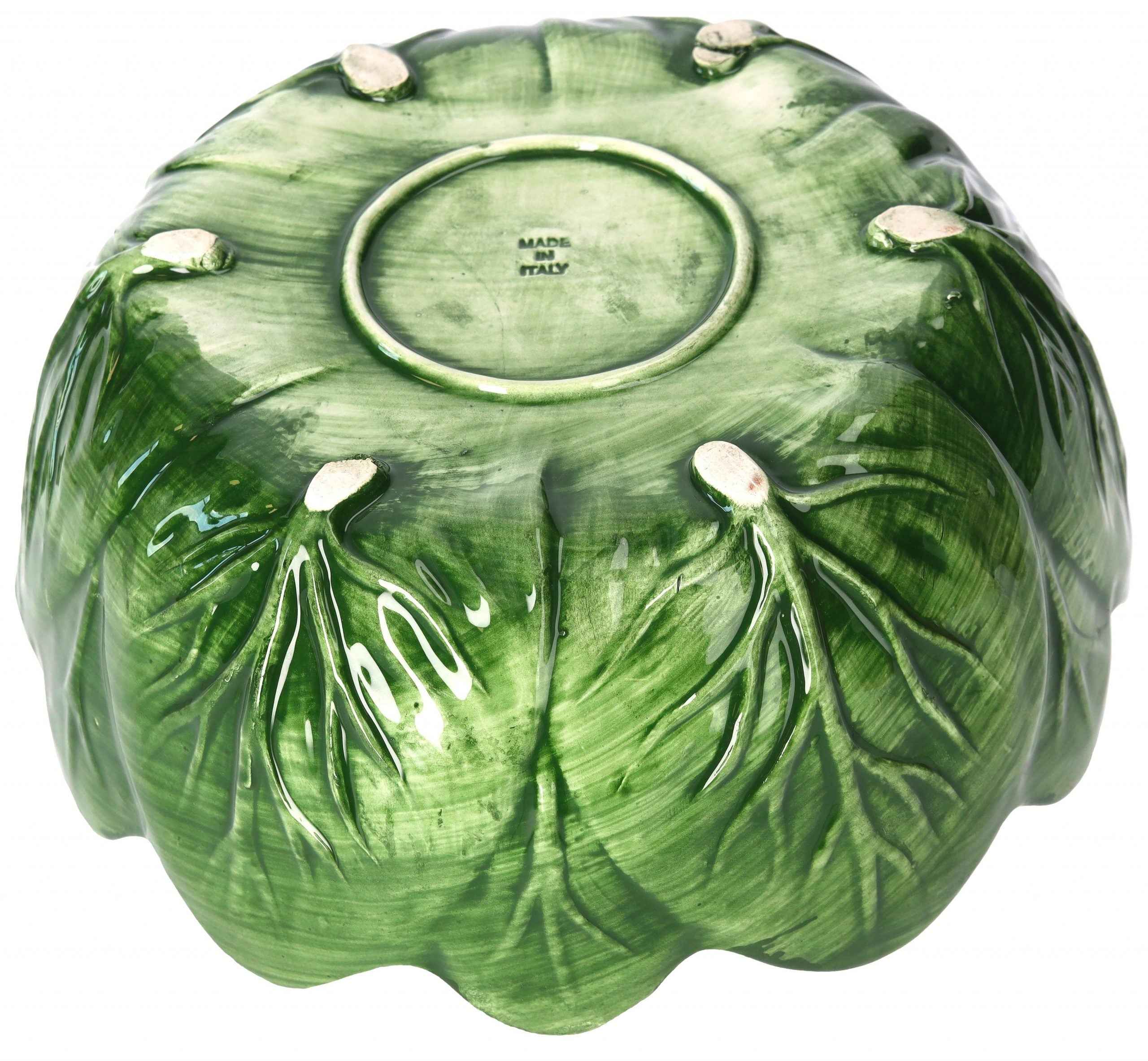 Ciotola Insalatiera in Ceramica Verde Smeraldo – Design a Forma di Verza d. 29 cm