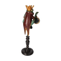 Statuina di Ranocchio con Corona e Orologio Vintage