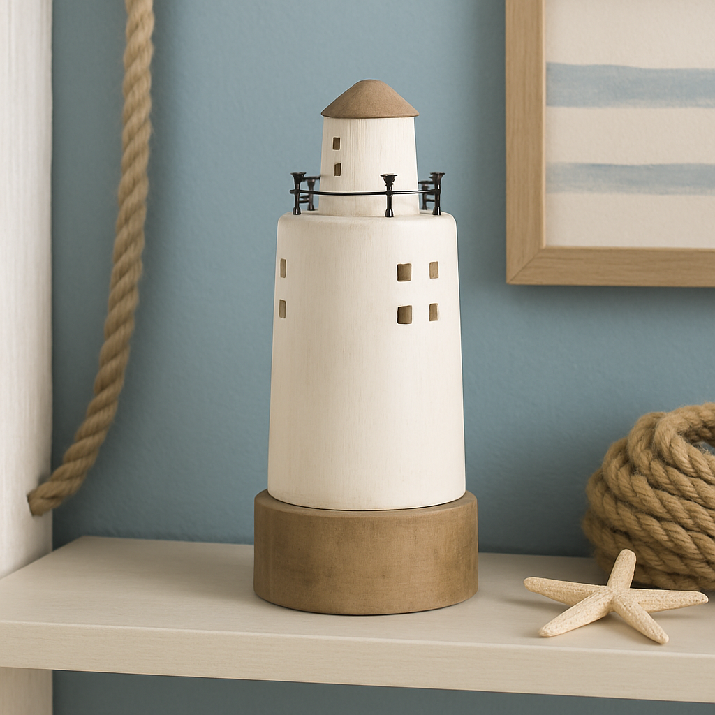 Faro Decorativo in Legno – Stile Nautico per Casa e Ufficio