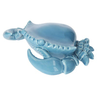 Statuina Granchio in Ceramica Azzurra Finitura Lucida