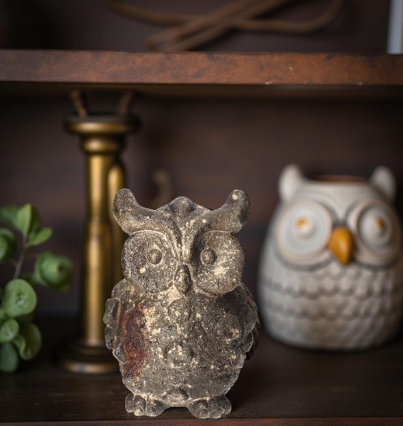 Statuina Decorativa di Gufetto in Resina per Interni ed Esterni, Altezza 40 cm