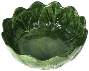 Ciotola Insalatiera in Ceramica Verde Smeraldo – Design a Forma di Verza d. 29 cm