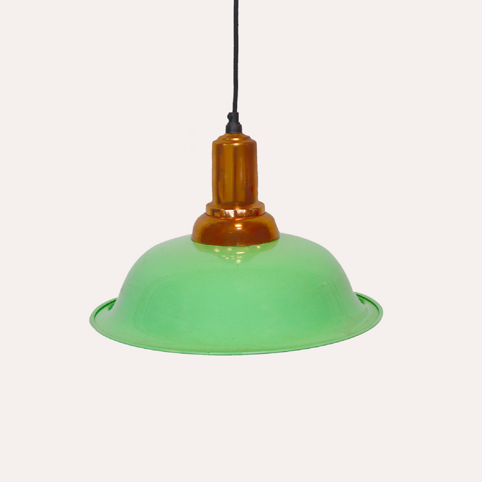 Lampadario in stile industriale In Metallo Verde Lucido
