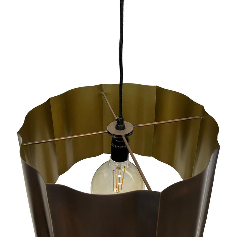 Lampadario In Metallo Rame Ondulato, Stile Vintage Industriale Per Salotto