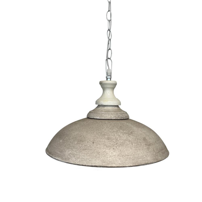 Lampadario a Sospensione in Legno Vintage Tortora e Bianco - 37 cm