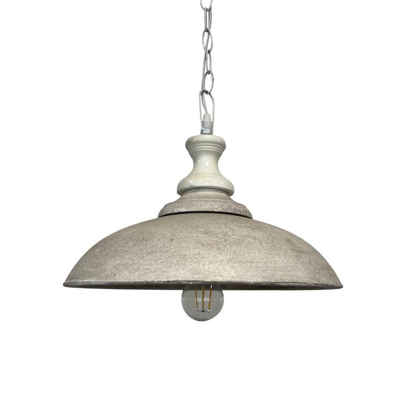 Lampadario a Sospensione in Legno Vintage Tortora e Bianco - 37 cm