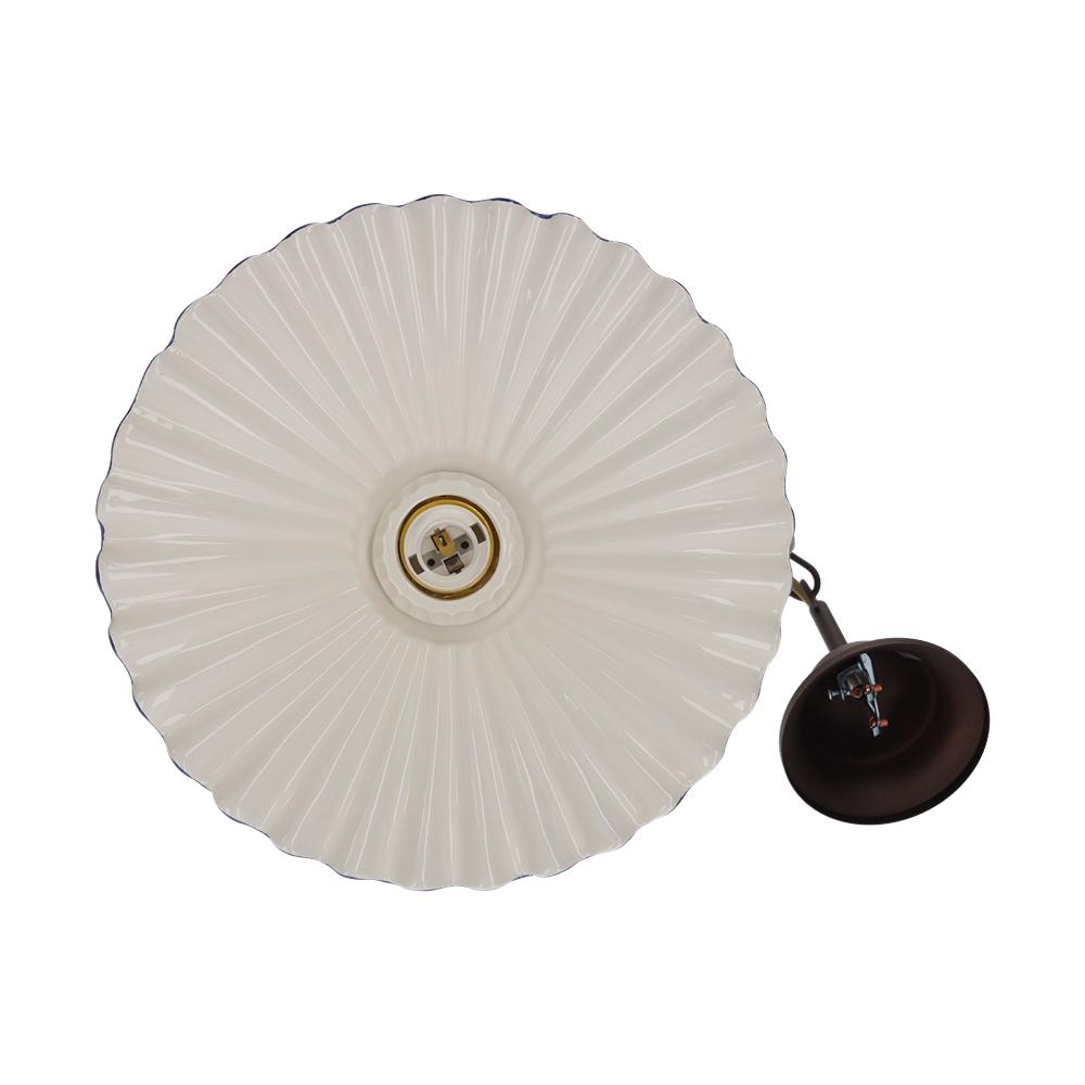 Lampadario Sospensione Rustico Ceramica Bianca Ø 30 cm con Catena