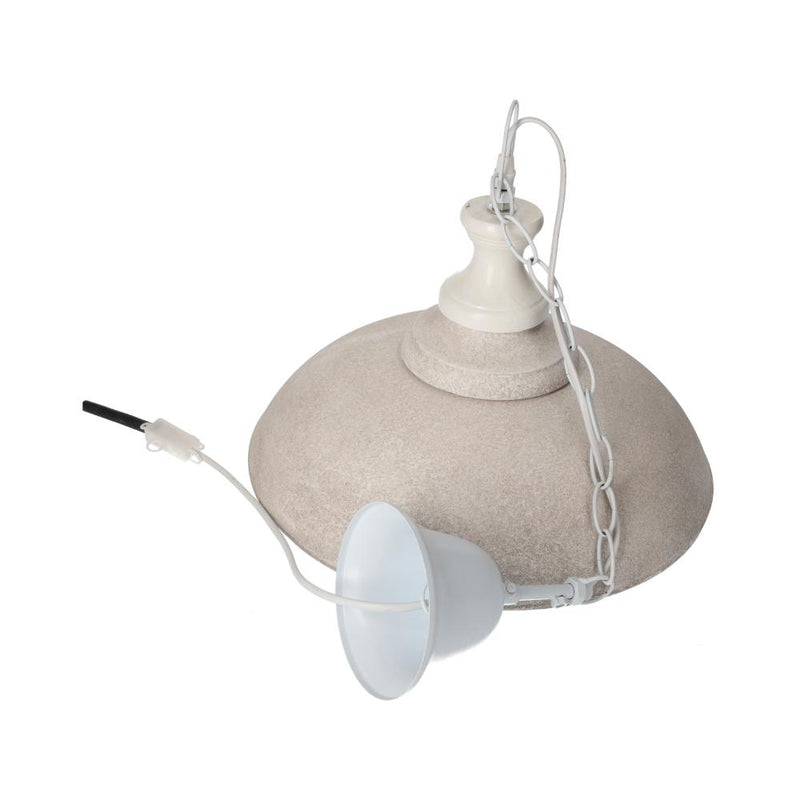 Lampadario a Sospensione in Legno Vintage Tortora e Bianco - 37 cm
