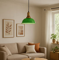 Lampadario in stile industriale In Metallo Verde Lucido