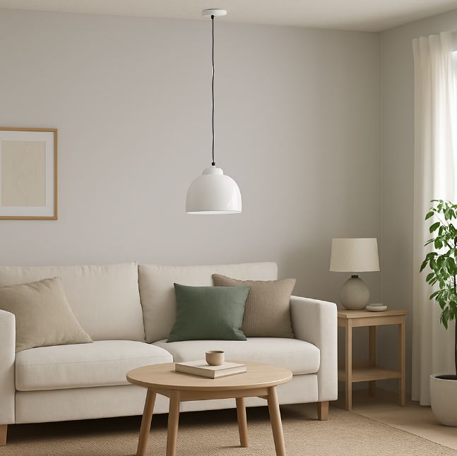 Lampadario stile industriale in Metallo Bianco, finitura lucida