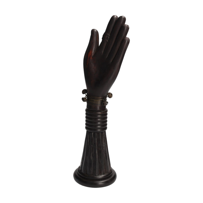 Statuetta Etnica Decorativa In Legno E Terracotta, Mano Di Donna