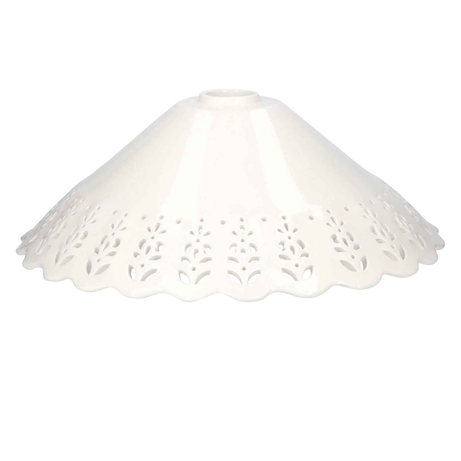 Handcrafted Lampshade in White Ceramic with Openwork d. 40cm