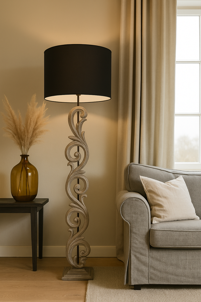 Piantana con fregio e paralume Ø50 cm H170 cm