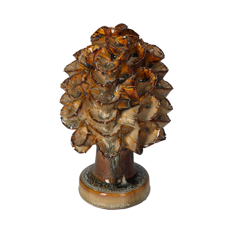 Soprammobile Elegante in Ceramica Marrone Lucido
