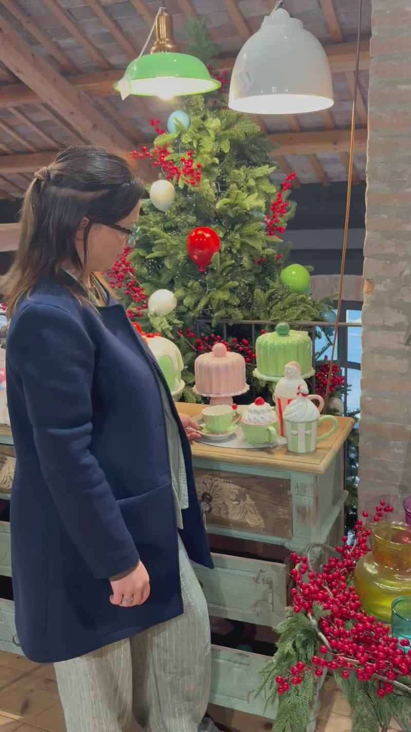 Alzata Decorativa in Ceramica con Coperchio – Rosa Lucido 24x17 cm