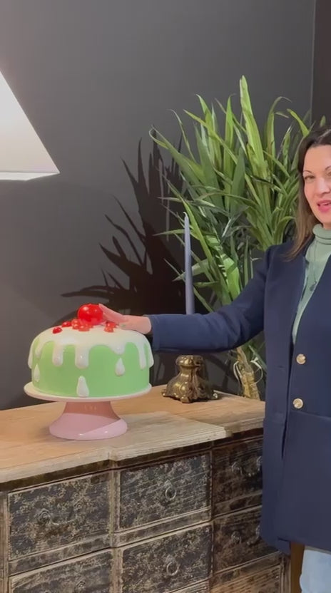 Alzata in Ceramica con Coperchio – Porta Torte Decorativo Ø30 cm