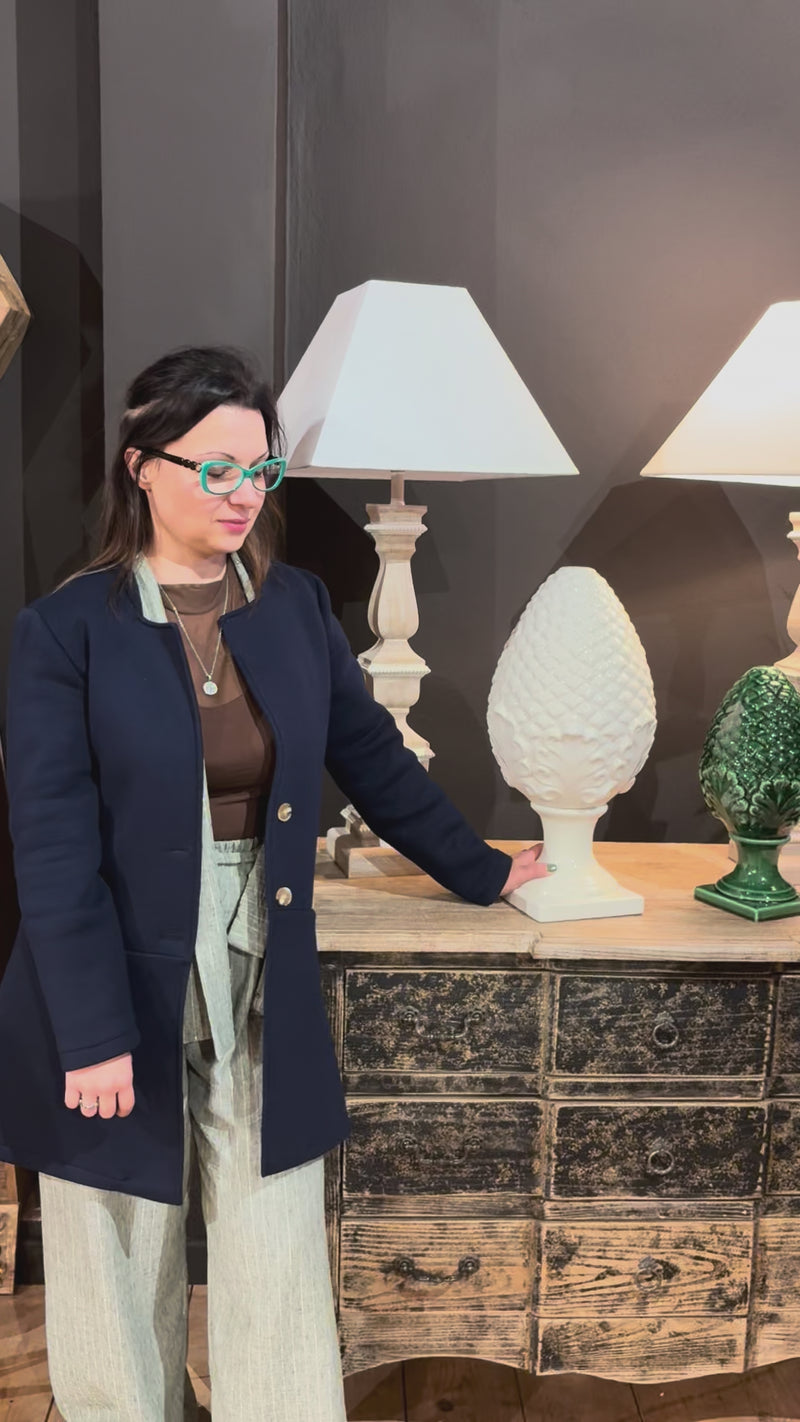 Pigna Decorativa in Ceramica Bianca – Made in Italy Artigianale h. 50 cm