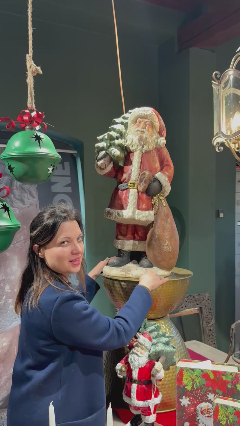 Babbo Natale con Sacco in Resina – Decorazione Natalizia Classica