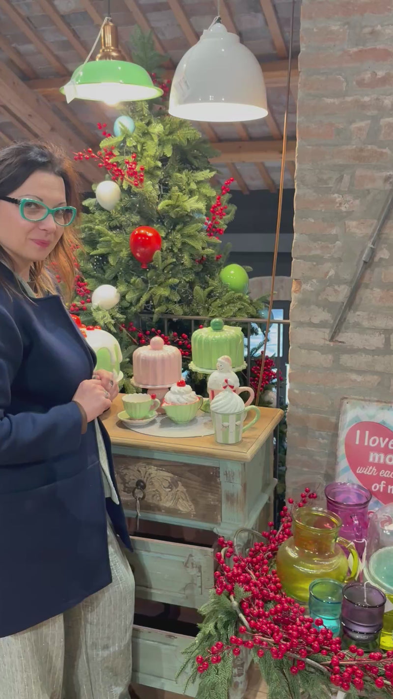 Set 2 Tazze Decorative in Ceramica con Coperchio – D.15x21 / D.15x17 cm