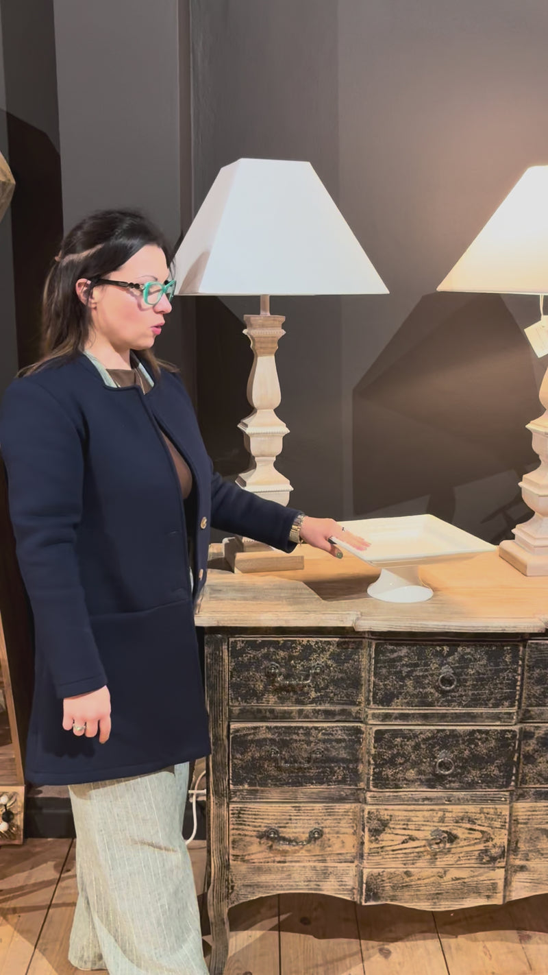 Alzata Quadrata Bianca in Ceramica