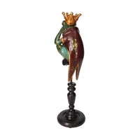 Statuina di Ranocchio con Corona e Orologio Vintage