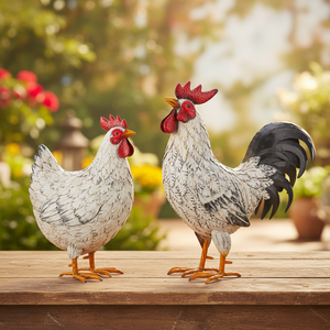 Rooster and Hen Set - Real Photos